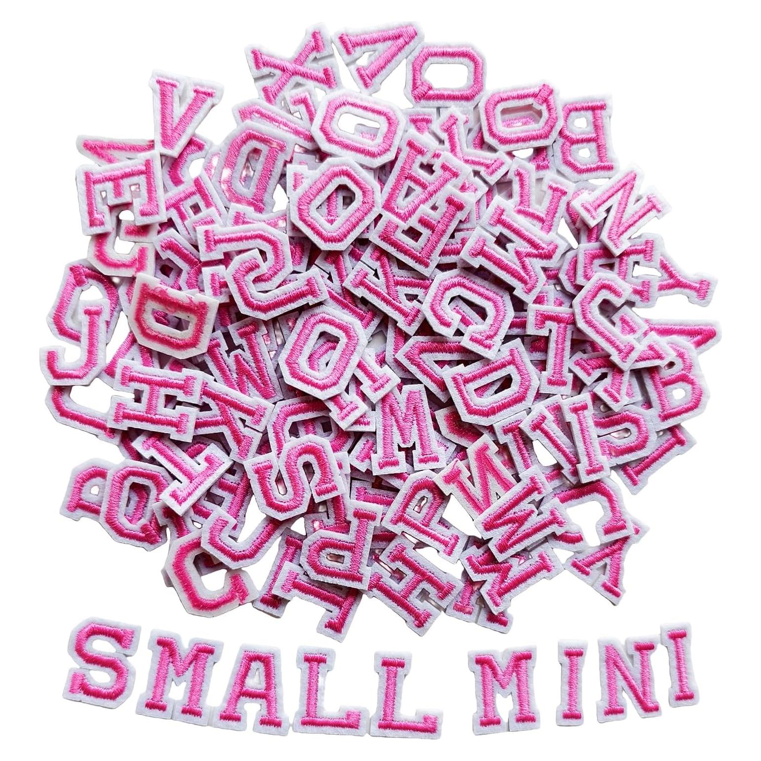 130 Parches Bordados Letras A-Z Rosa 1.8 cm Zlettery