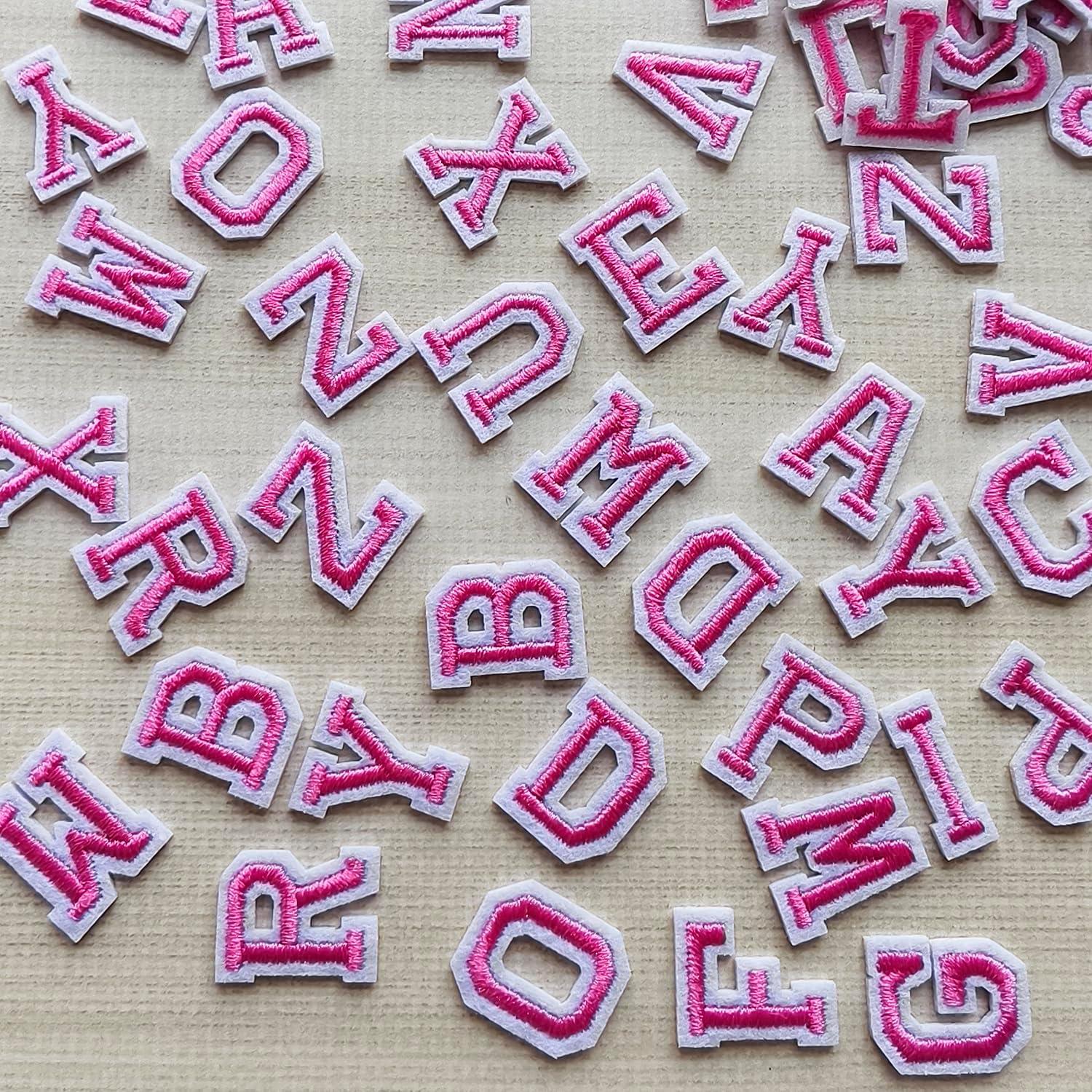130 Parches Bordados Letras A-Z Rosa 1.8 cm Zlettery