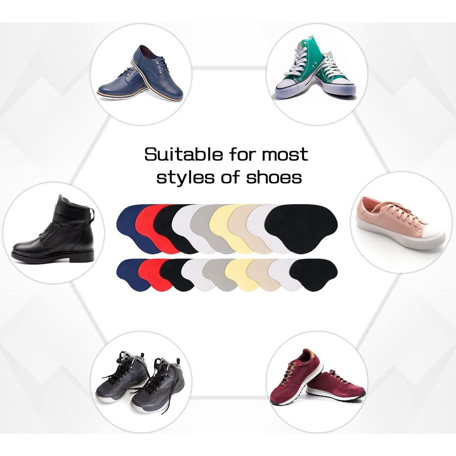 Paquete de 36 Parches Autoadhesivos para Zapatos Eurzom - 7 Colores