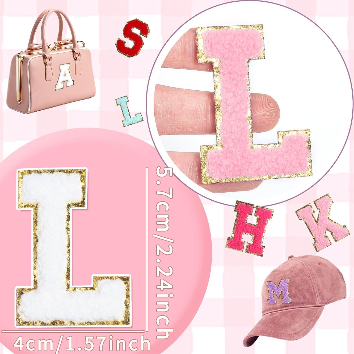 8 Parches de Letra Chenille Autoadhesivos Yumttero Blanco L