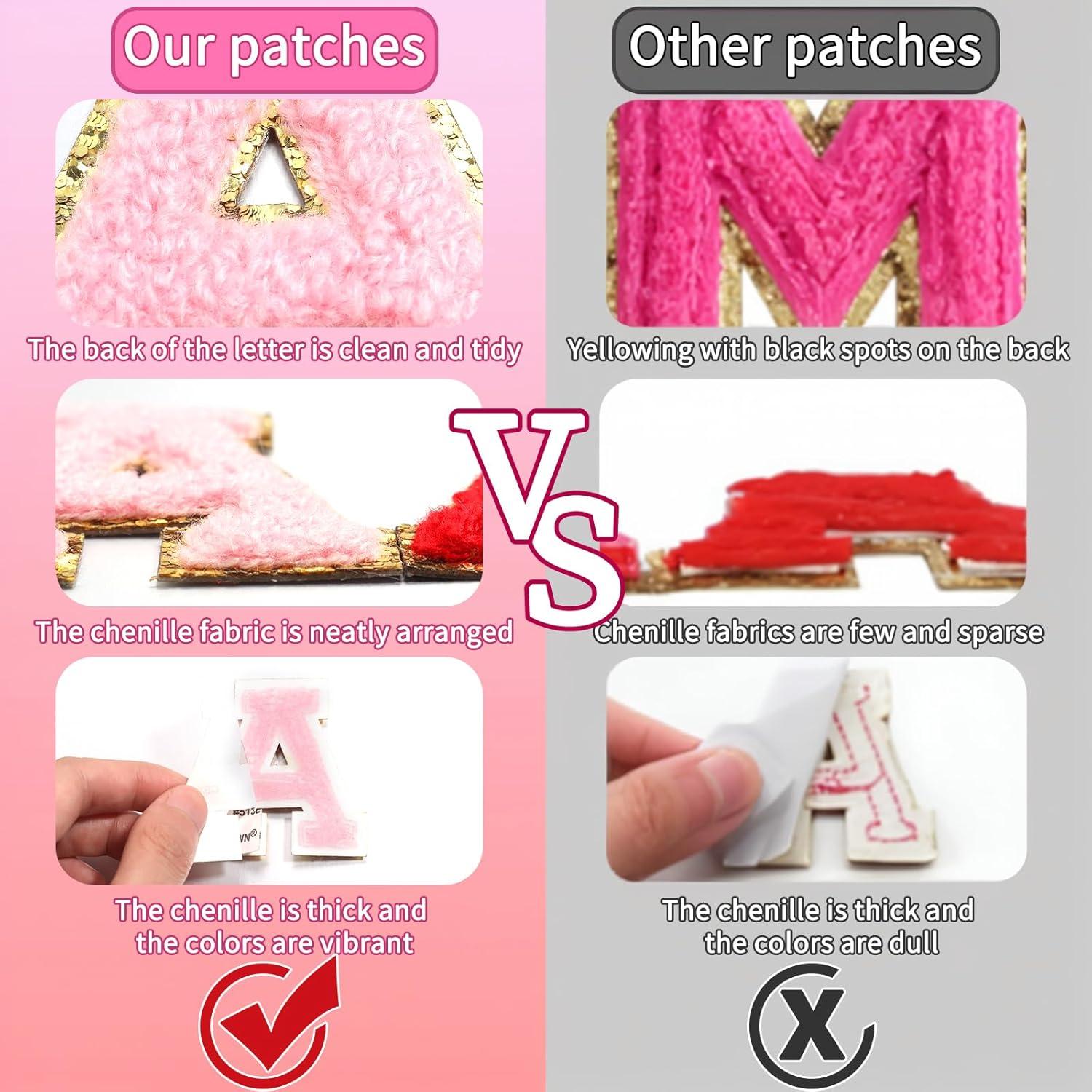 8 Parches de Letra Chenille Autoadhesivos Yumttero Blanco L