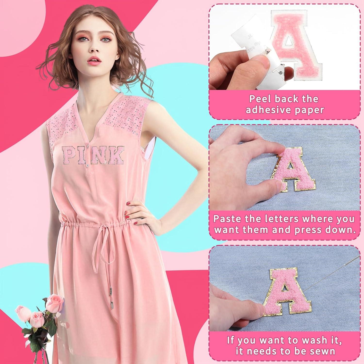 8 Parches de Letra Chenille Autoadhesivos Yumttero Blanco L