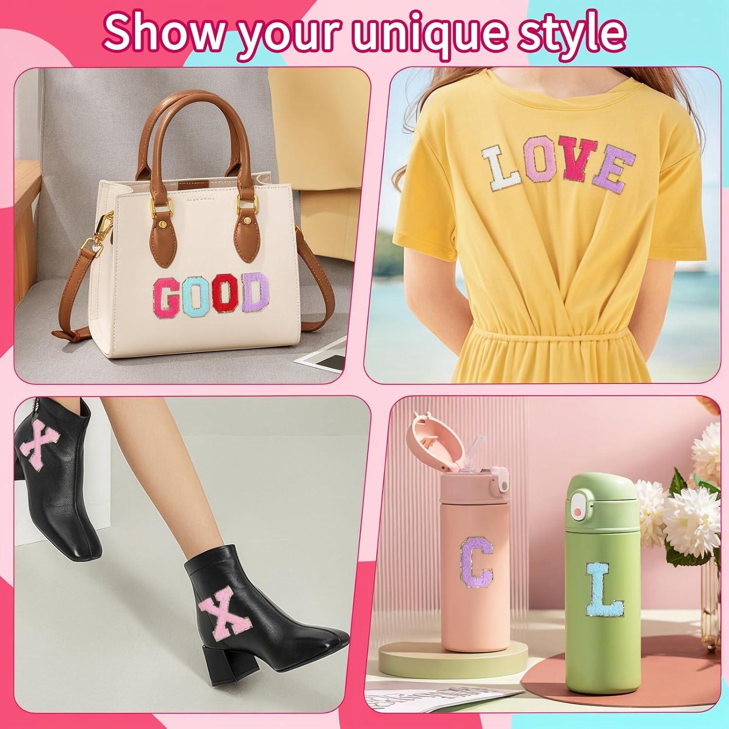 8 Parches de Letra Chenille Autoadhesivos Yumttero Blanco L