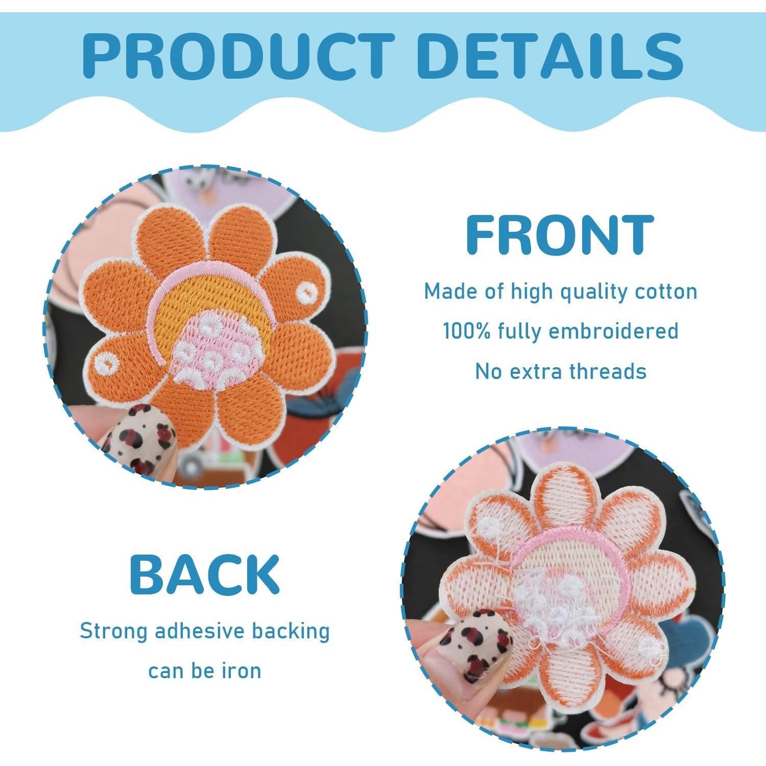 Parche Bordado Boho FR - 36 Pcs para Coser y Planchar