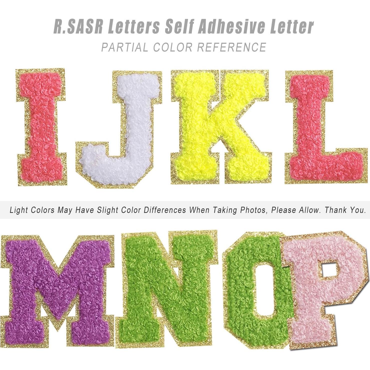 52 Piezas Parches de Letras Chenille R.SASR Autoadhesivos