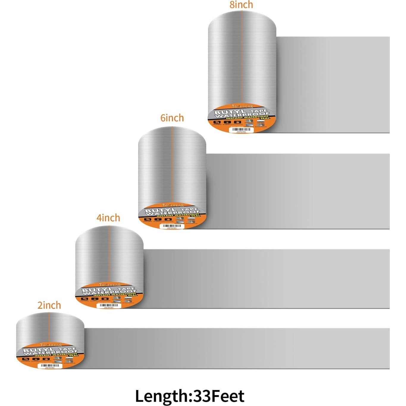 Cinta de Sellado Impermeable TAPEBEAR 20cm x 10m - 4 Rollos