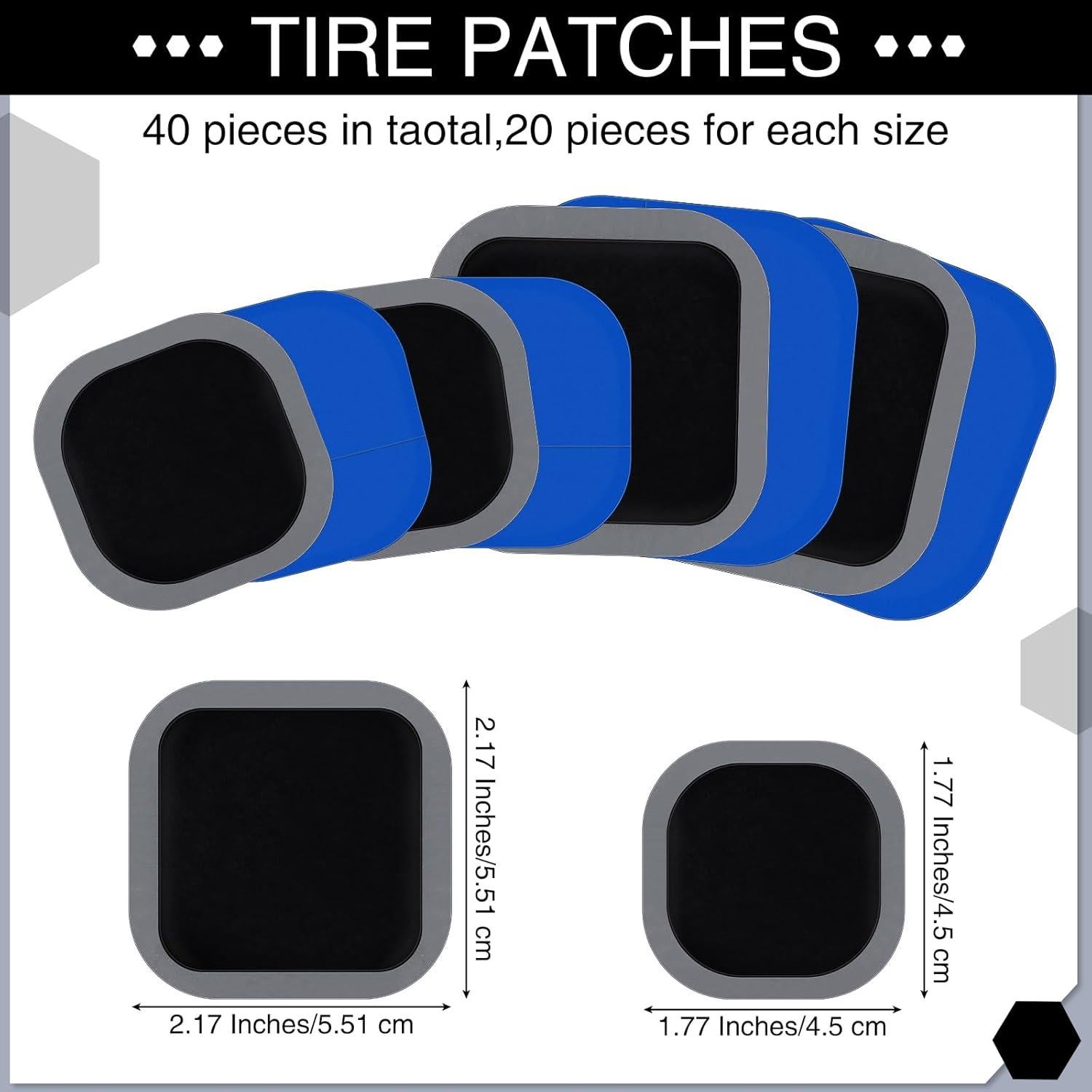 Kit de Parches de Neumático Zhengmy 40 Piezas 5.51cm 4.50cm