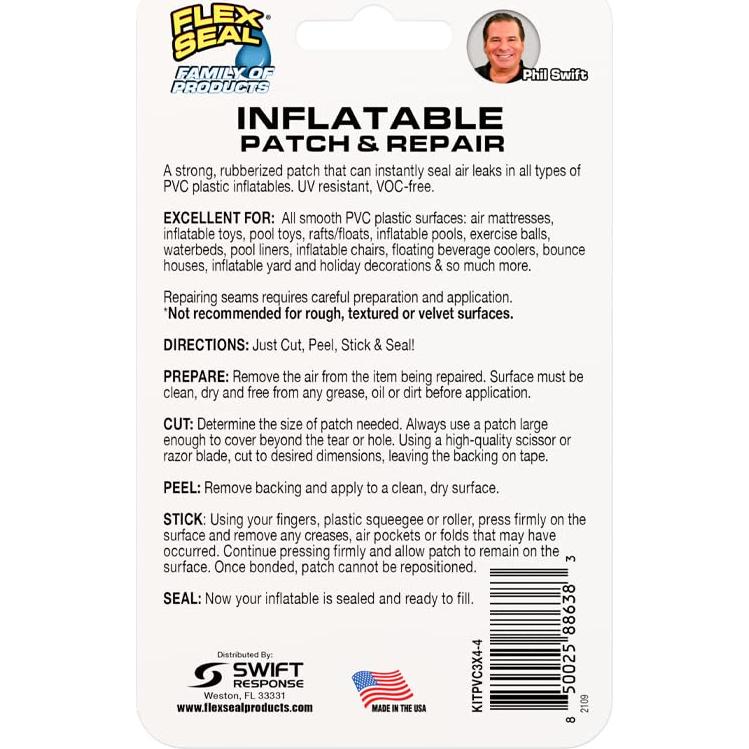 Kit de Parcheo Inflable Flex Seal - 4 Parches Cristalinos PVC