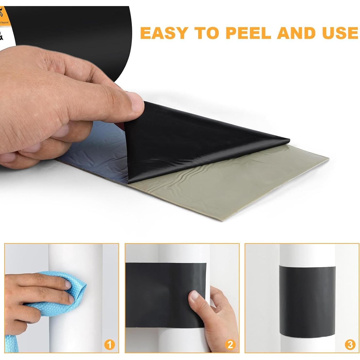 Cinta de Parcheo Impermeable Rvhouse 4x4 m 2 Paquete Negro