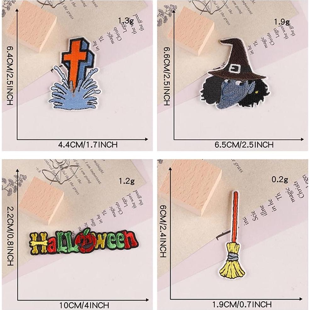 12 Parches Bordados Halloween Adonisaon Calabaza y Calavera