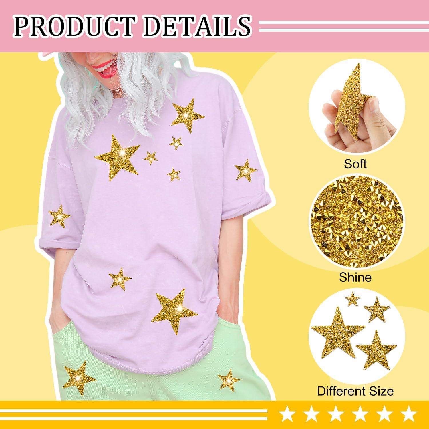 48 Parches Estrella Dorada KFPPLXQ para Planchar - 4 Tamaños