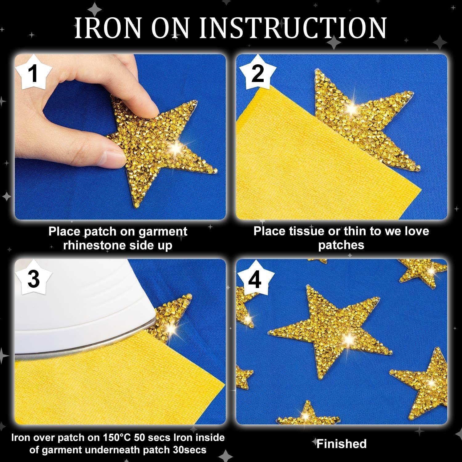 48 Parches Estrella Dorada KFPPLXQ para Planchar - 4 Tamaños