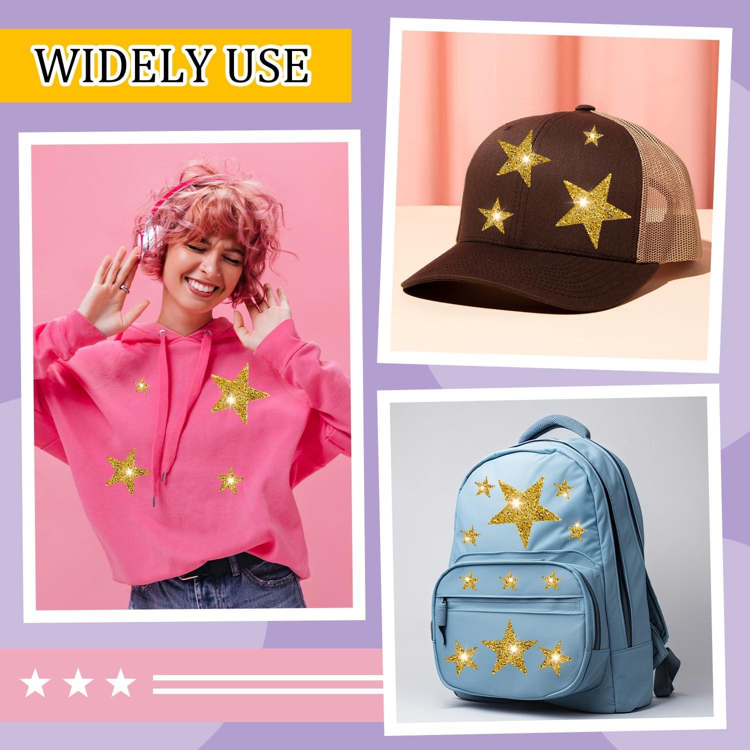 48 Parches Estrella Dorada KFPPLXQ para Planchar - 4 Tamaños