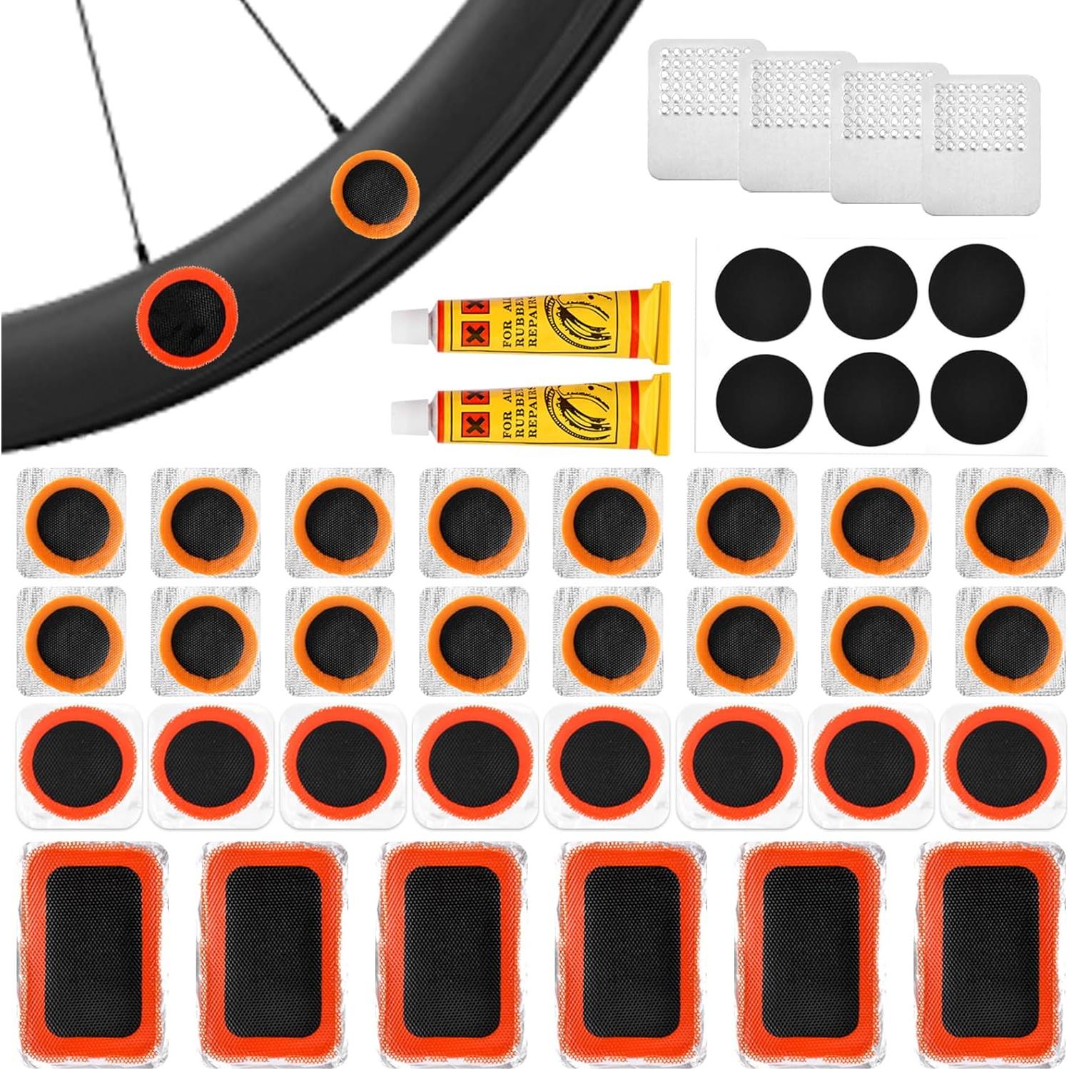 Bike Tire Repair Kit, Bycicle Inner Tube Puncture Patch Kits,Glueless Patchs for Road Mountain
