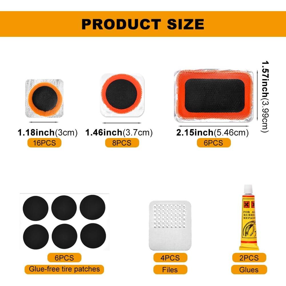 Bike Tire Repair Kit, Bycicle Inner Tube Puncture Patch Kits,Glueless Patchs for Road Mountain