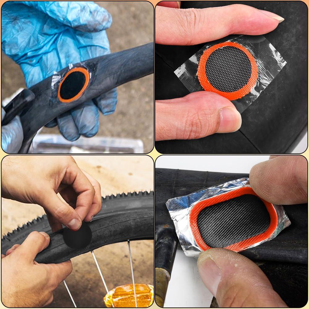 Bike Tire Repair Kit, Bycicle Inner Tube Puncture Patch Kits,Glueless Patchs for Road Mountain