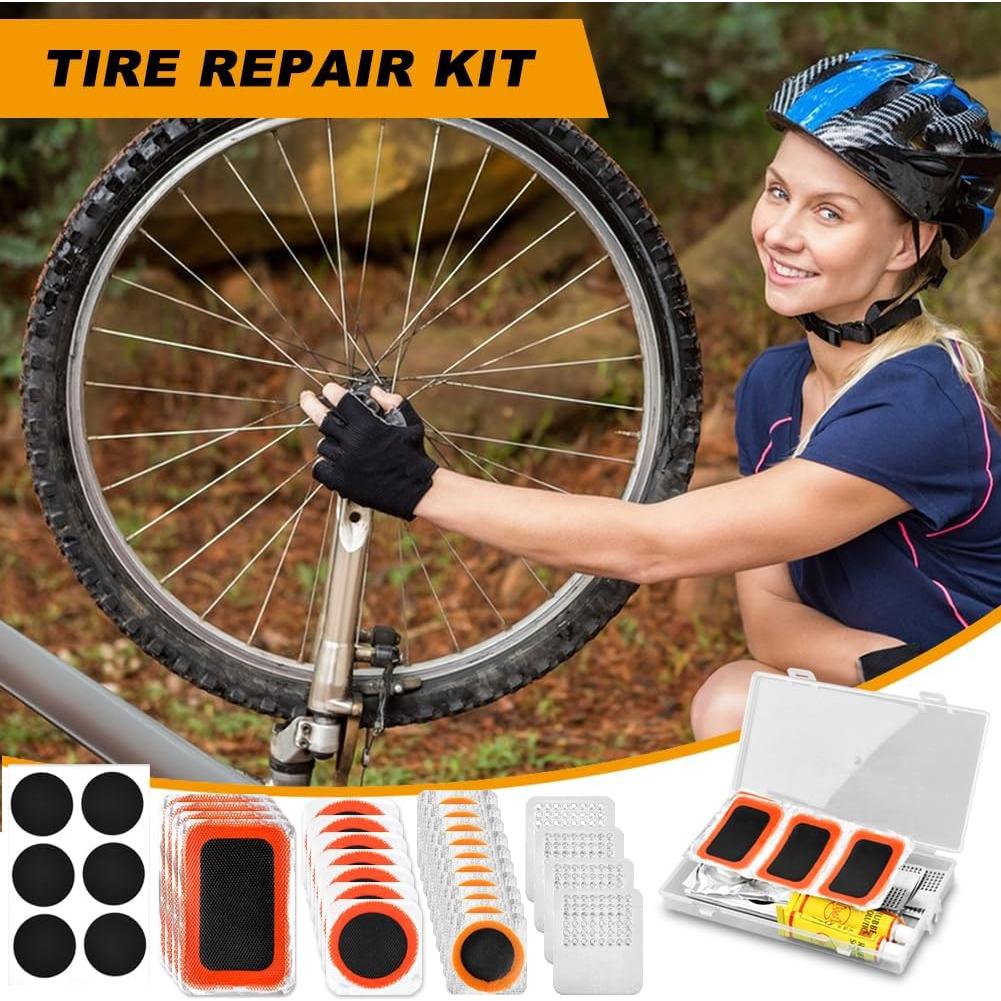 Bike Tire Repair Kit, Bycicle Inner Tube Puncture Patch Kits,Glueless Patchs for Road Mountain
