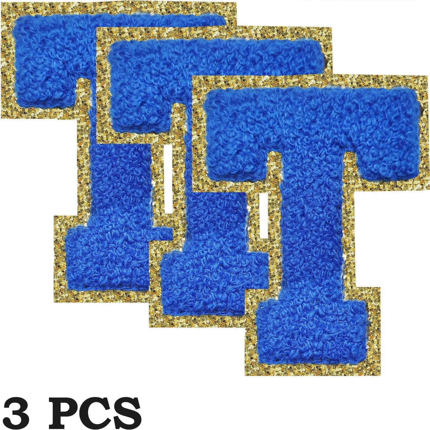 Parche de Letras Chenille Azul Oscuro SPRT 3 Piezas 7.9 cm