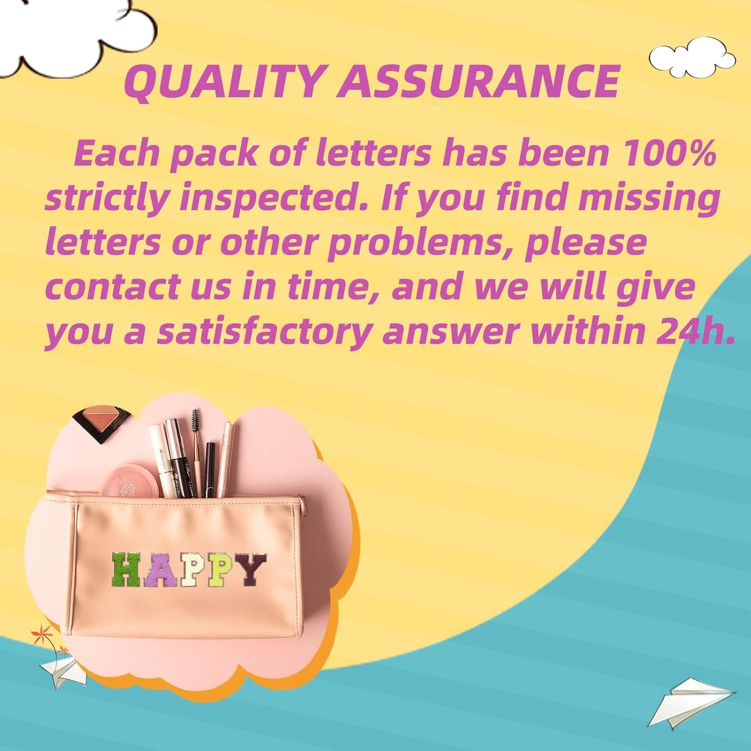 Parche de Letras Chenille Jongdari Autoadhesivas 52pcs Púrpura