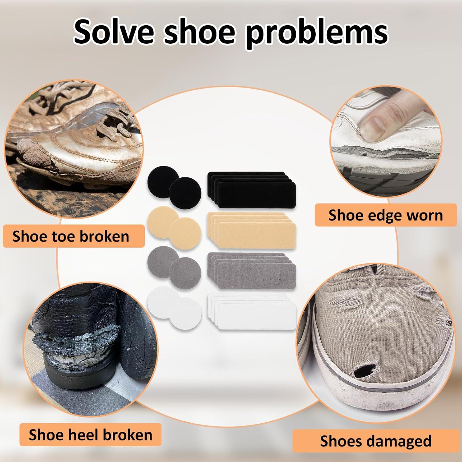 24 Parches Autoadhesivos para Zapatos - 4 Colores y 2 Formas