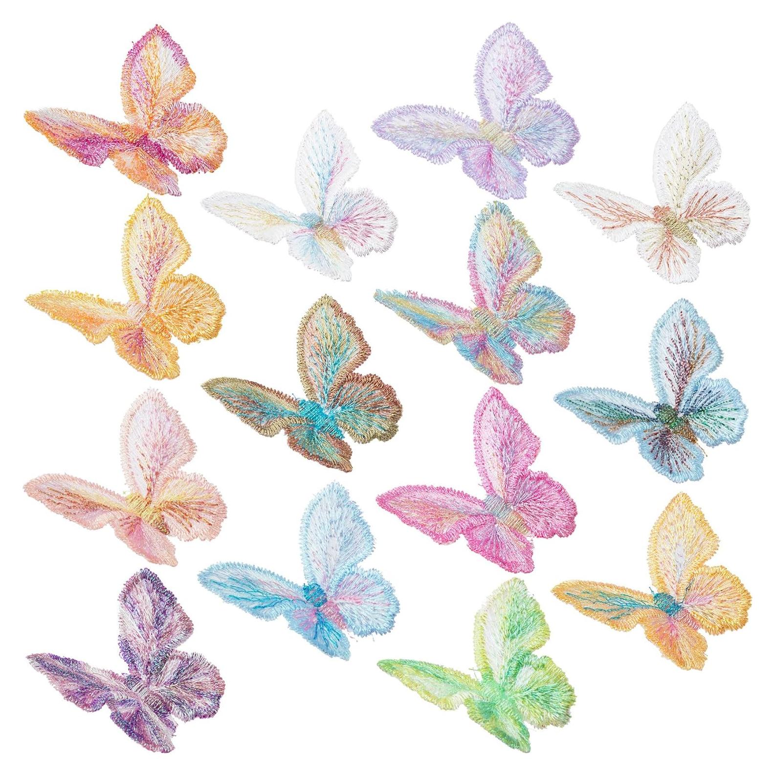 14 Parches de Encaje de Mariposa Coloridos HINZIC 4.6x3.8cm