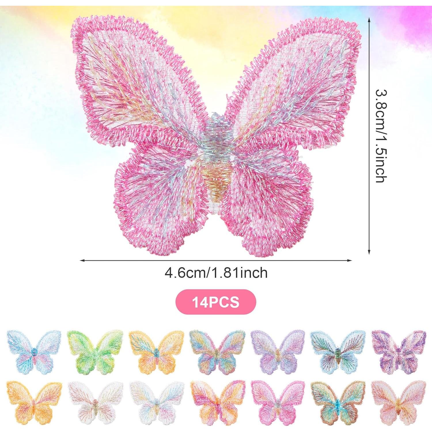 14 Parches de Encaje de Mariposa Coloridos HINZIC 4.6x3.8cm