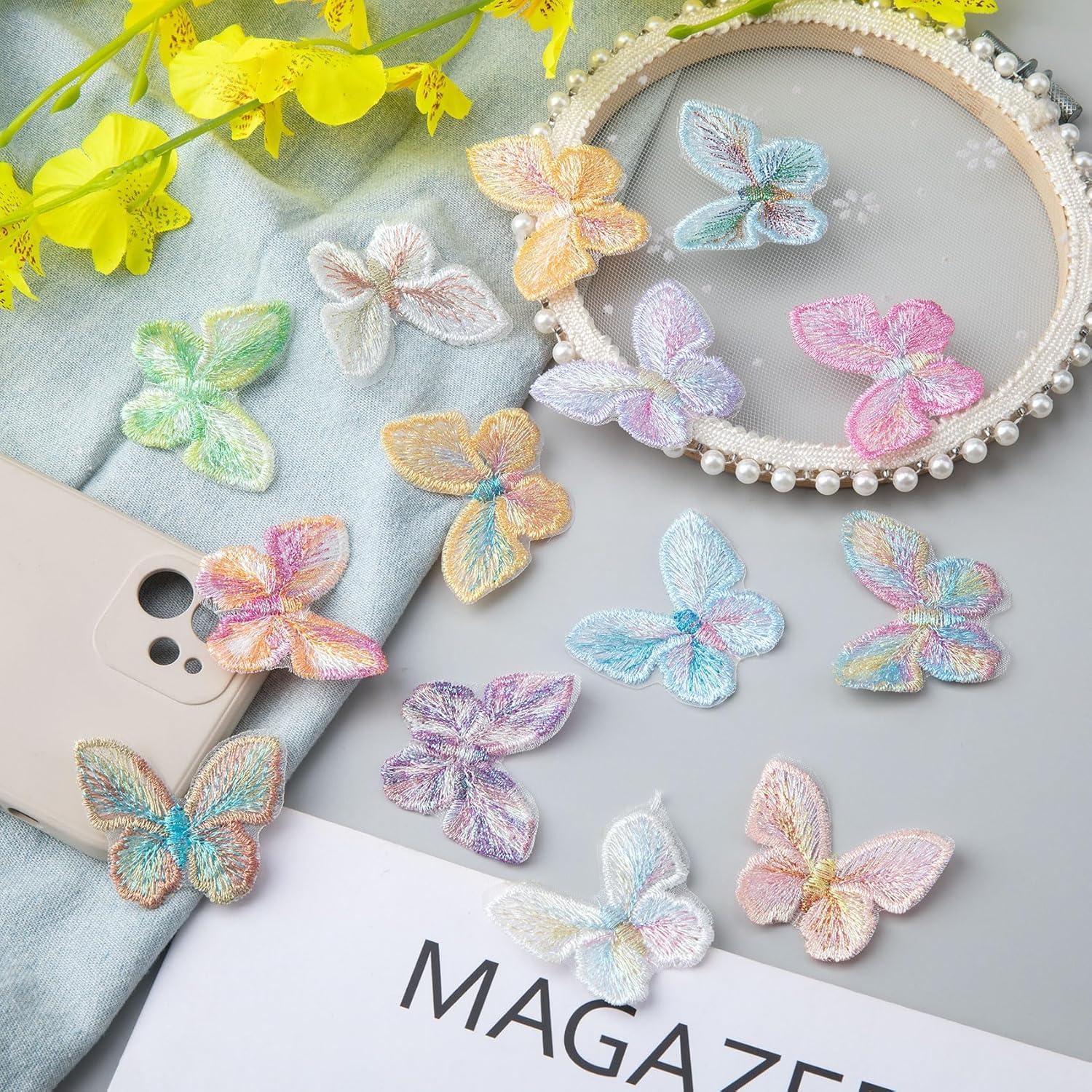 14 Parches de Encaje de Mariposa Coloridos HINZIC 4.6x3.8cm
