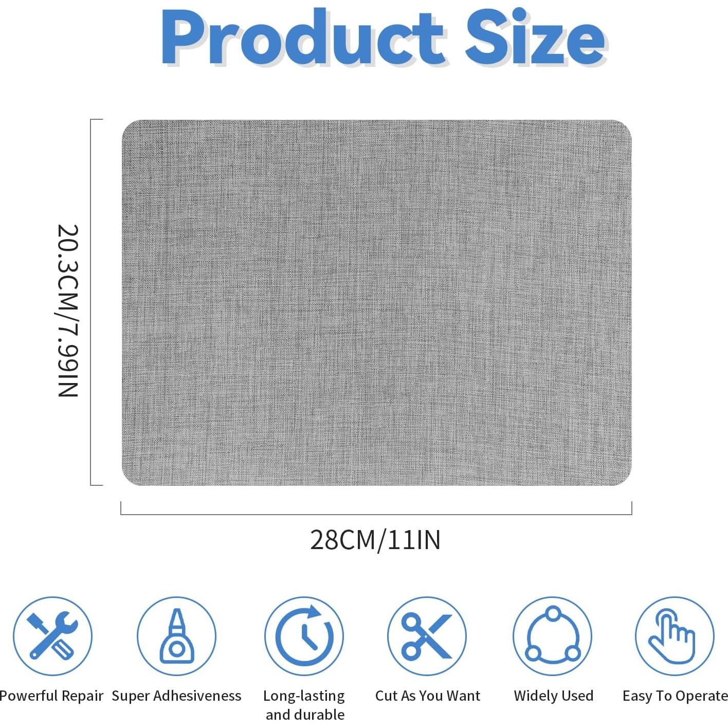 Parche de Tela Lino Autoadhesivo FR 2 Piezas 20x28 cm Gris Claro