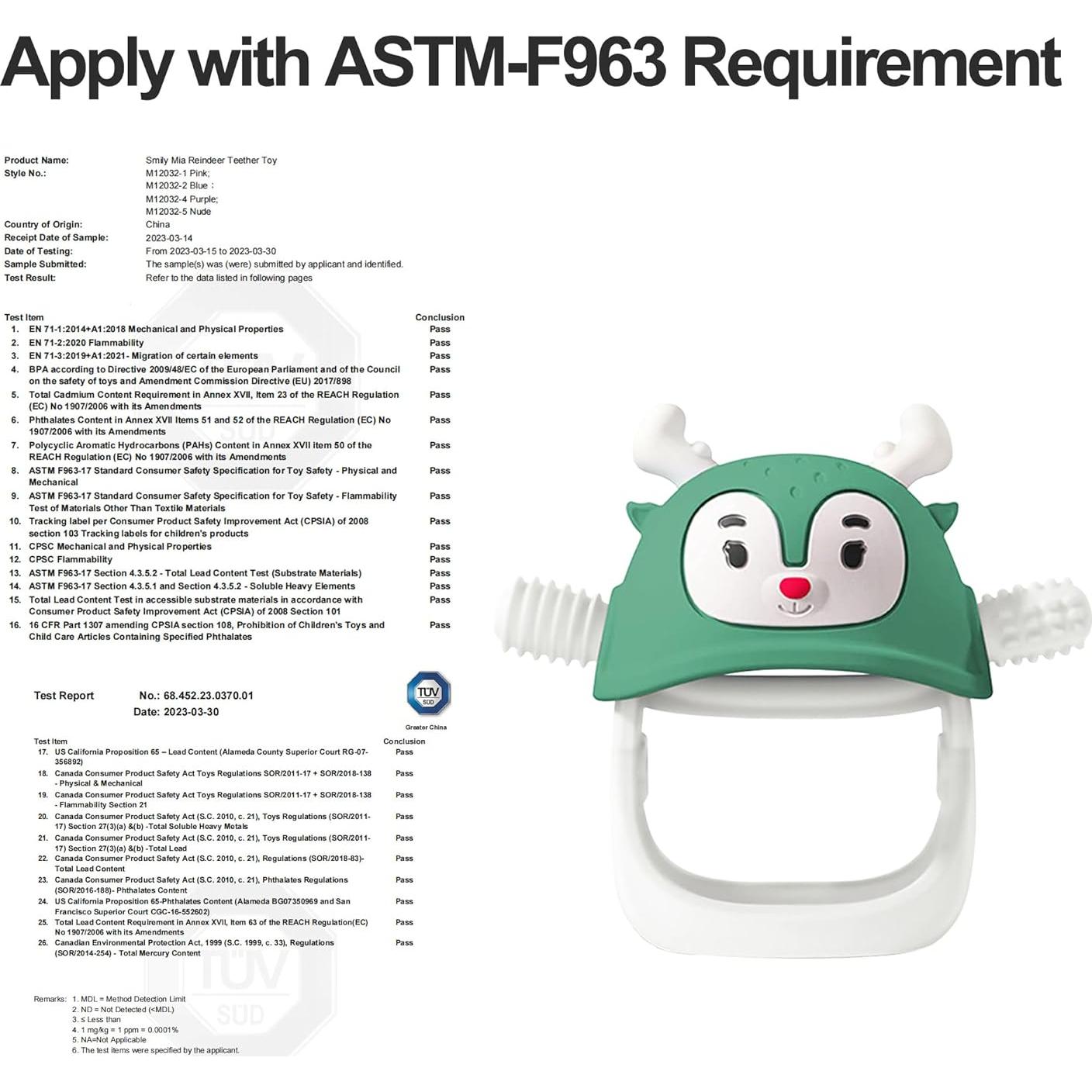 Smily Mia Set de Calcetines y Mordedores para Bebés - Verde Pino