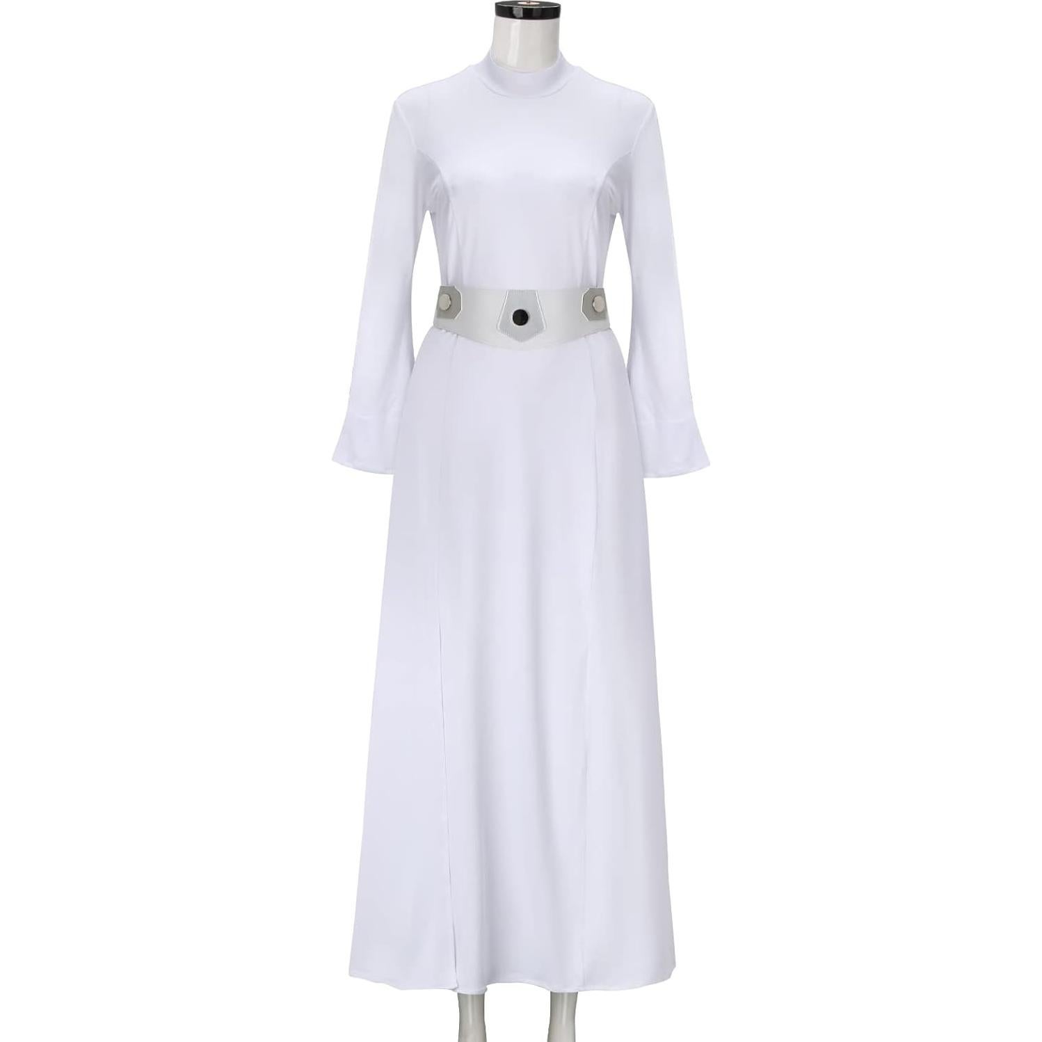 Vestido de Disfraz Medieval para Mujeres NIHONCOS - Largo Blanco con Cinturón