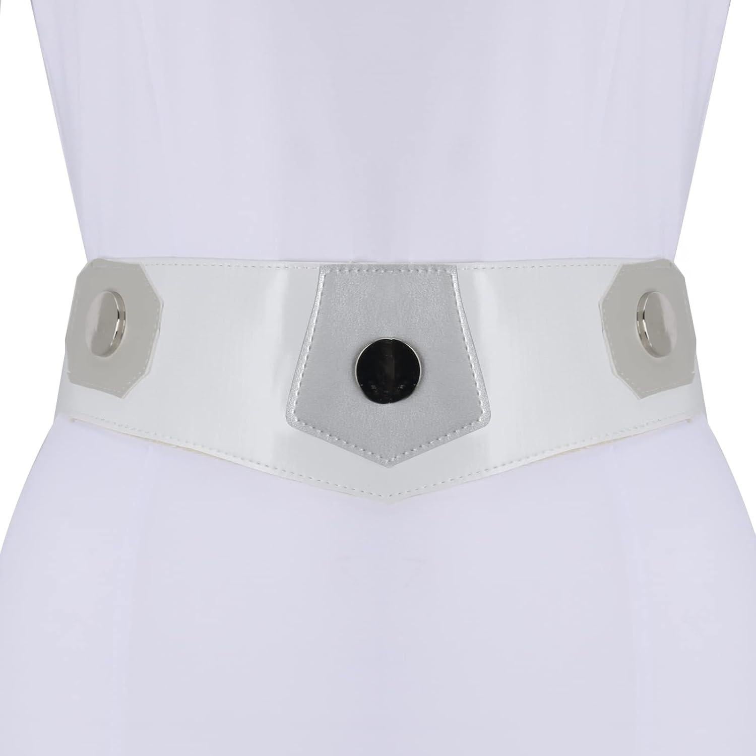 Vestido de Disfraz Medieval para Mujeres NIHONCOS - Largo Blanco con Cinturón