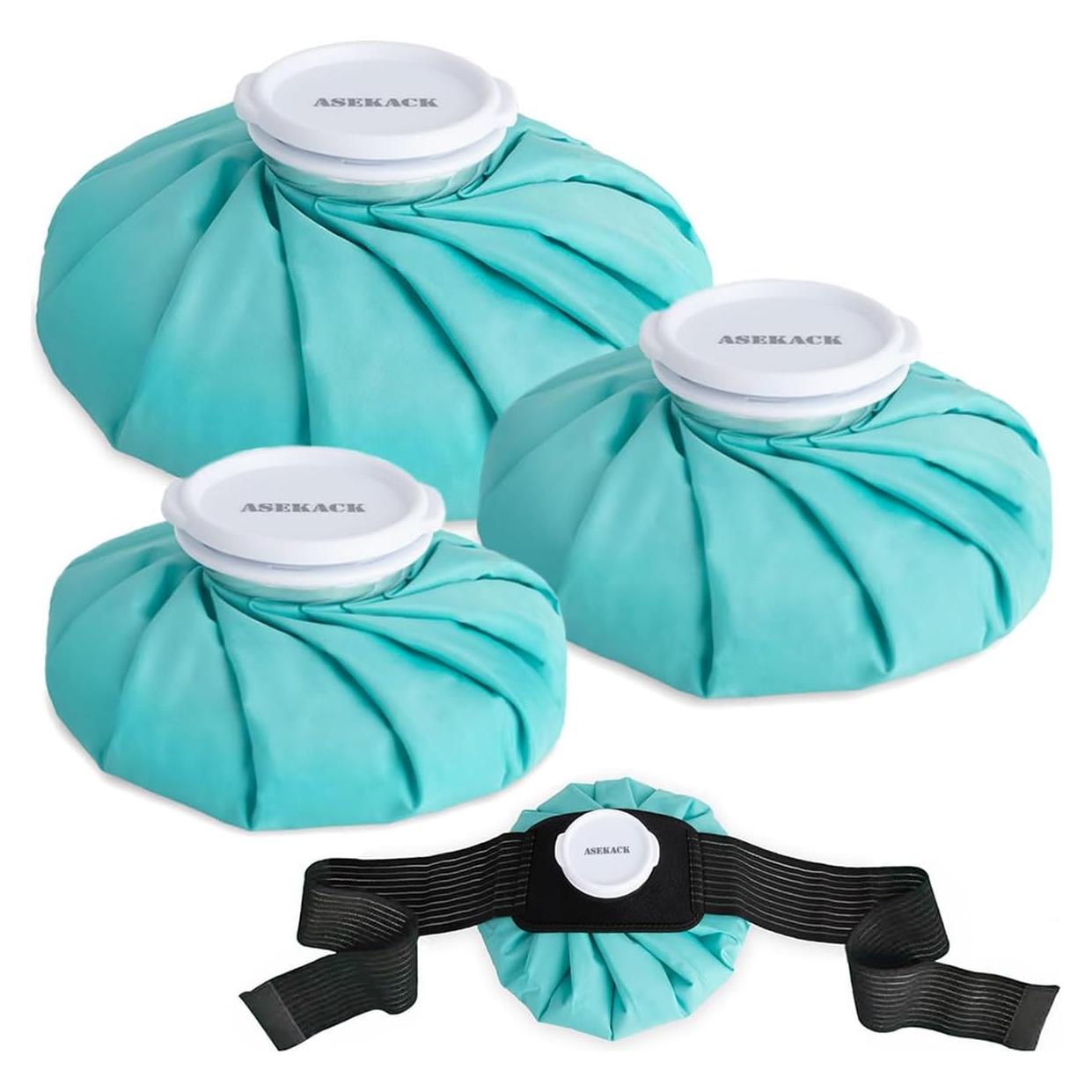 Bolsas de Hielo Reutilizables ASEKACK - 3 Tamaños con Faja