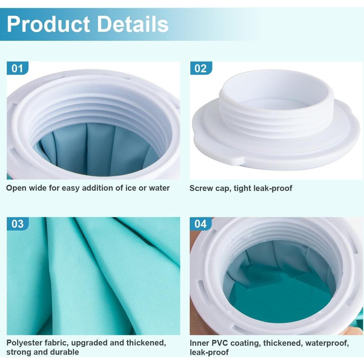 Bolsas de Hielo Reutilizables ASEKACK - 3 Tamaños con Faja