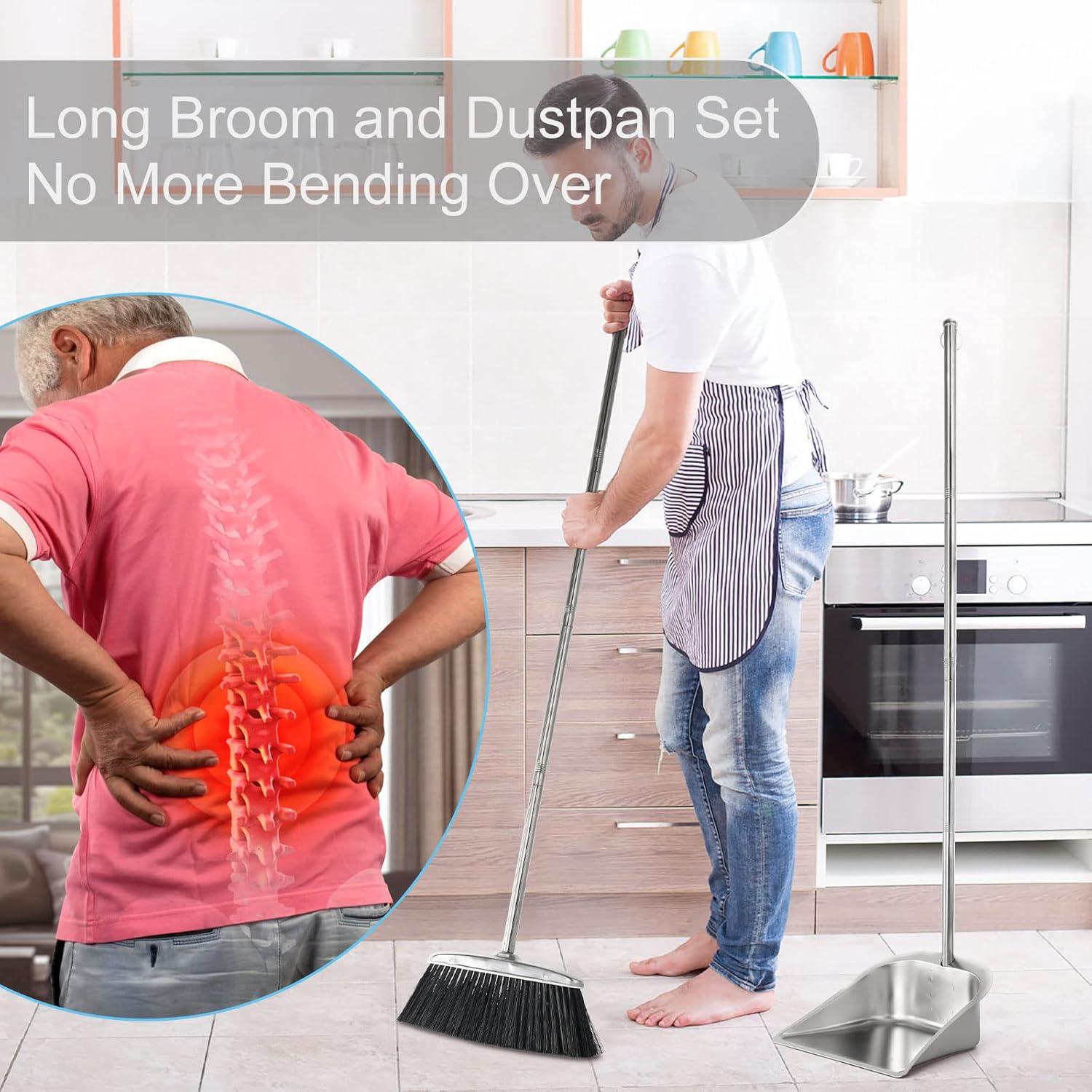 Conjunto de Escoba y Recogedor VOOWO Acero Inoxidable 1.17kg