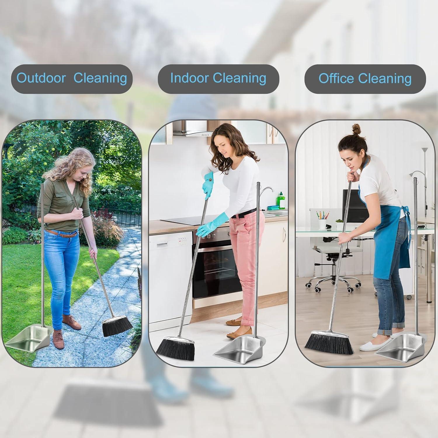 Conjunto de Escoba y Recogedor VOOWO Acero Inoxidable 1.17kg