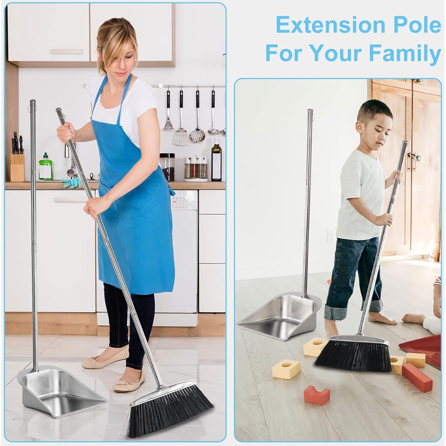 Conjunto de Escoba y Recogedor VOOWO Acero Inoxidable 1.17kg