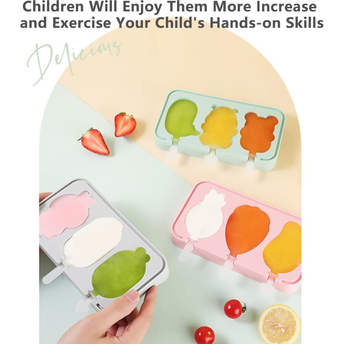 Moldes de Popsicles de Silicona Agaommio 6 Piezas para Niños