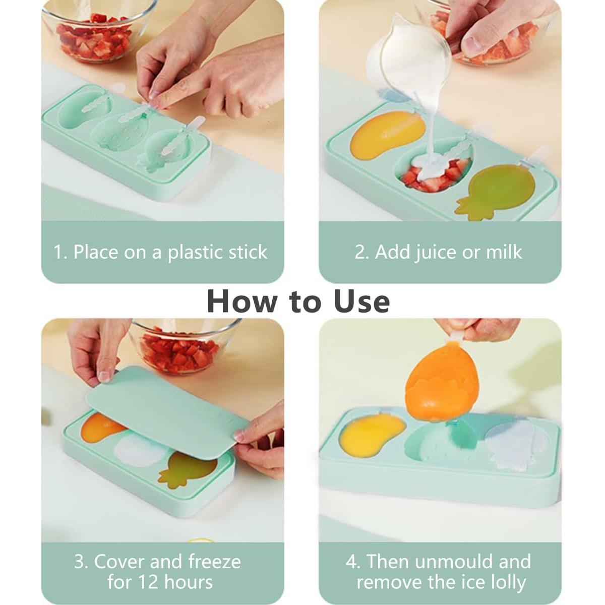 Moldes de Popsicles de Silicona Agaommio 6 Piezas para Niños