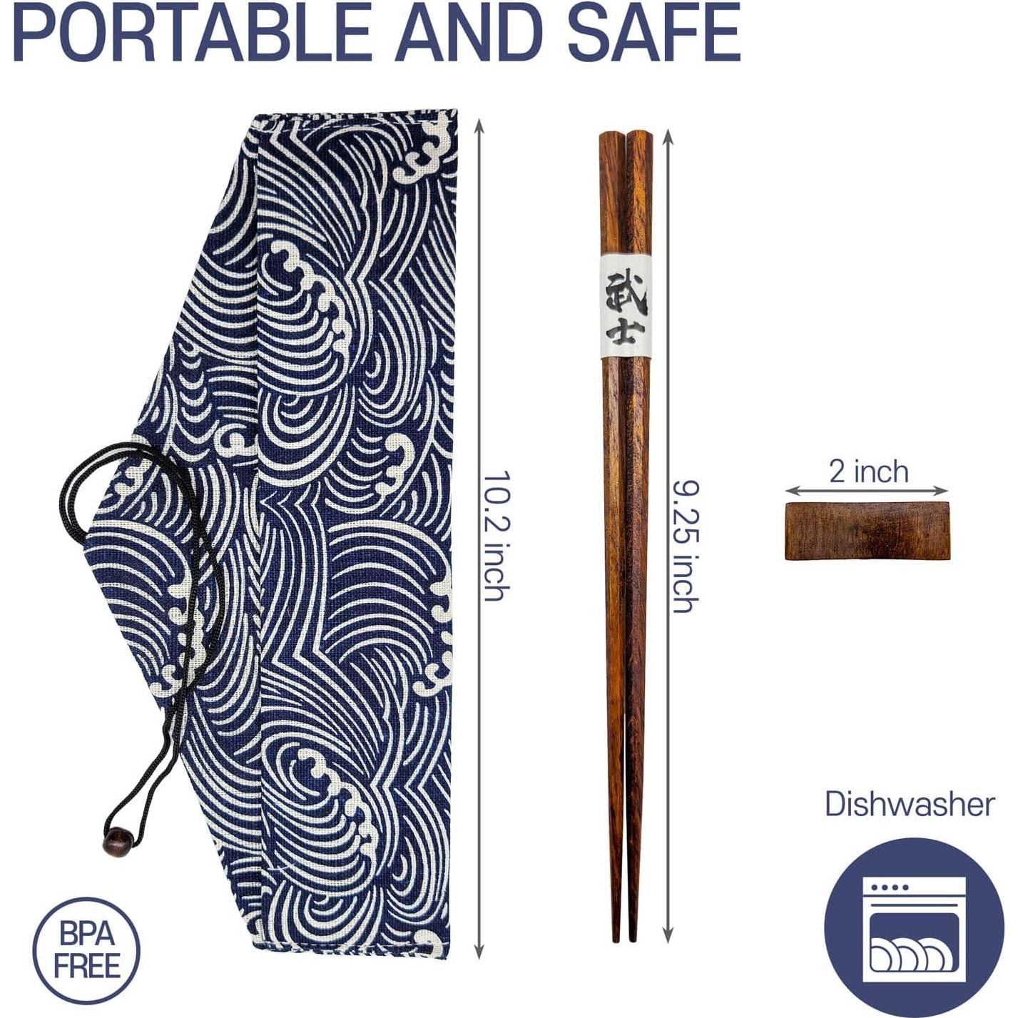 Juego de Palillos de Madera CuziCuzi con Soporte y Bolsa 23.5 cm