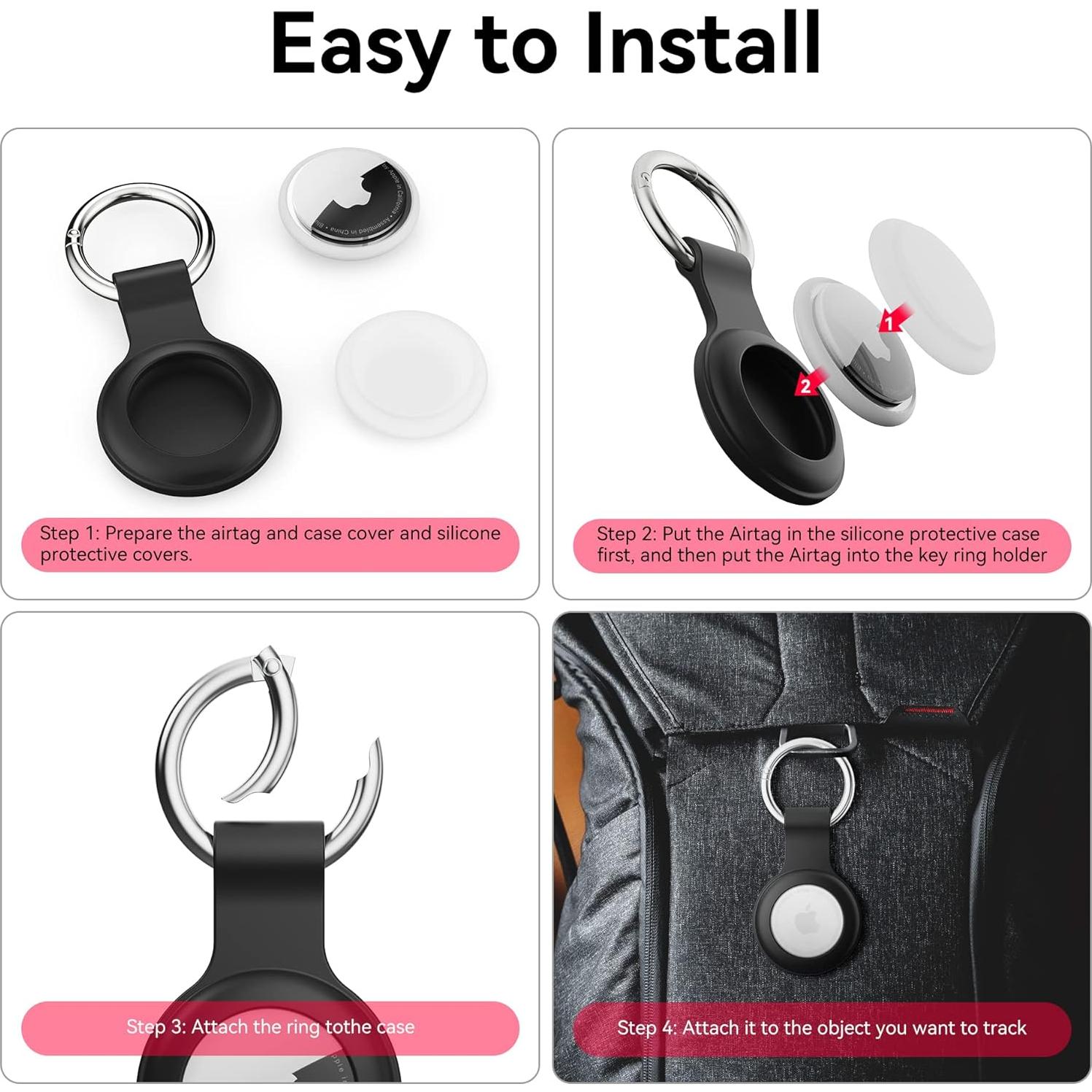 Paquete de 4 fundas de silicona a prueba de agua para AirTag