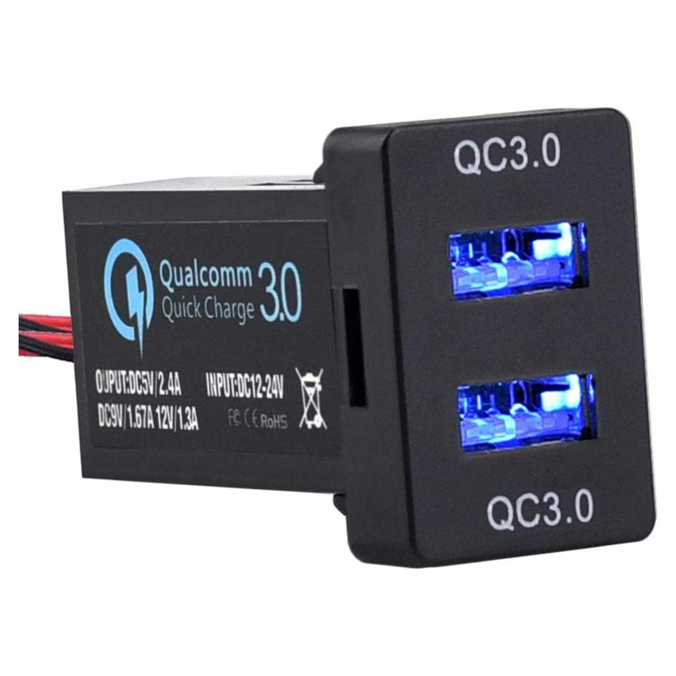 Cargador Doble USB Cllena Quick Charge 3.0 para Toyota