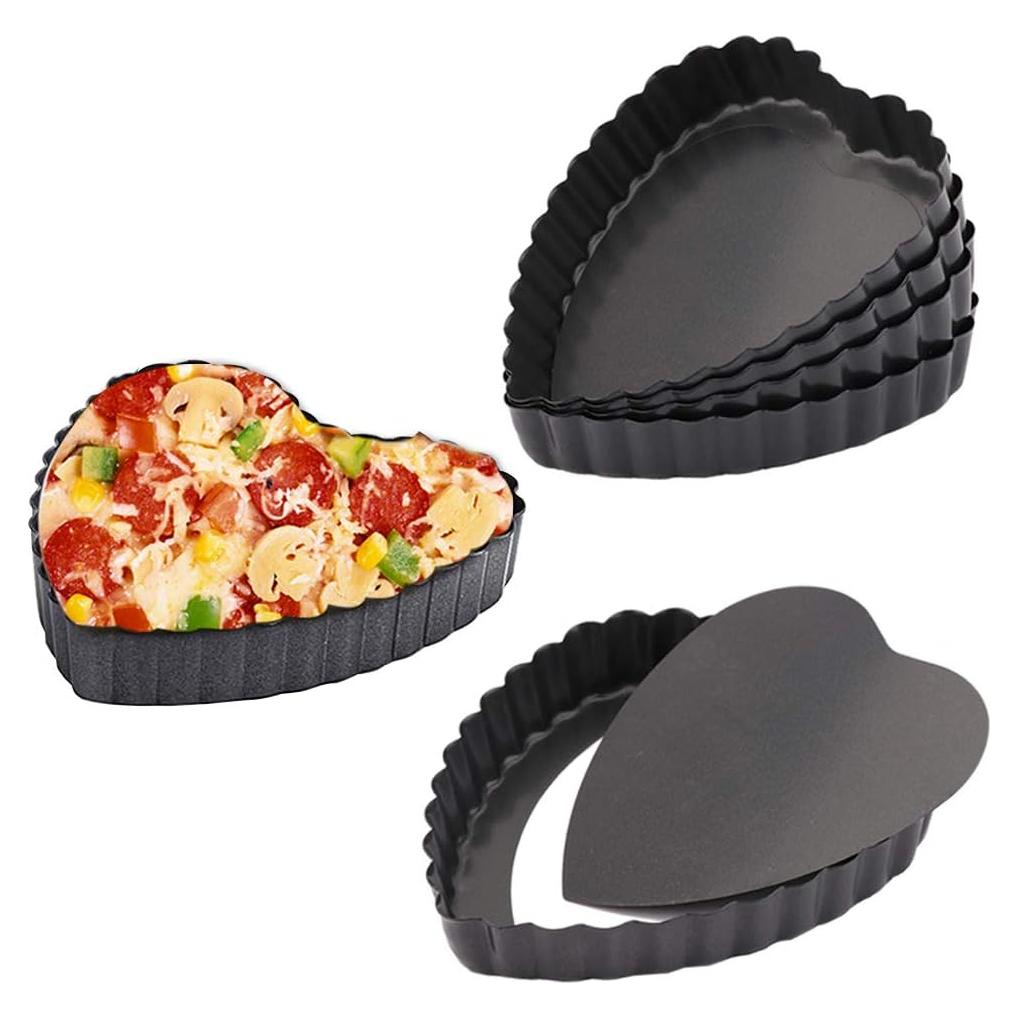 Juego de 6 Moldes para Tartas Mini Cyimi 10 cm Corazón Antiadherente