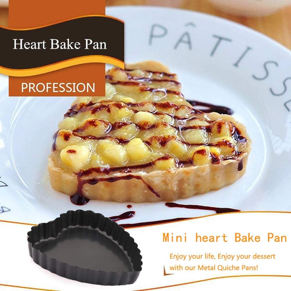 Juego de 6 Moldes para Tartas Mini Cyimi 10 cm Corazón Antiadherente