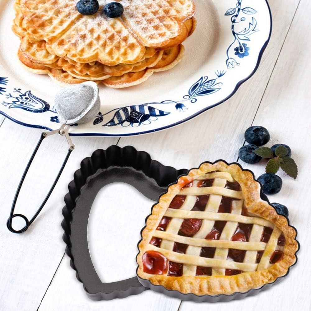 Juego de 6 Moldes para Tartas Mini Cyimi 10 cm Corazón Antiadherente