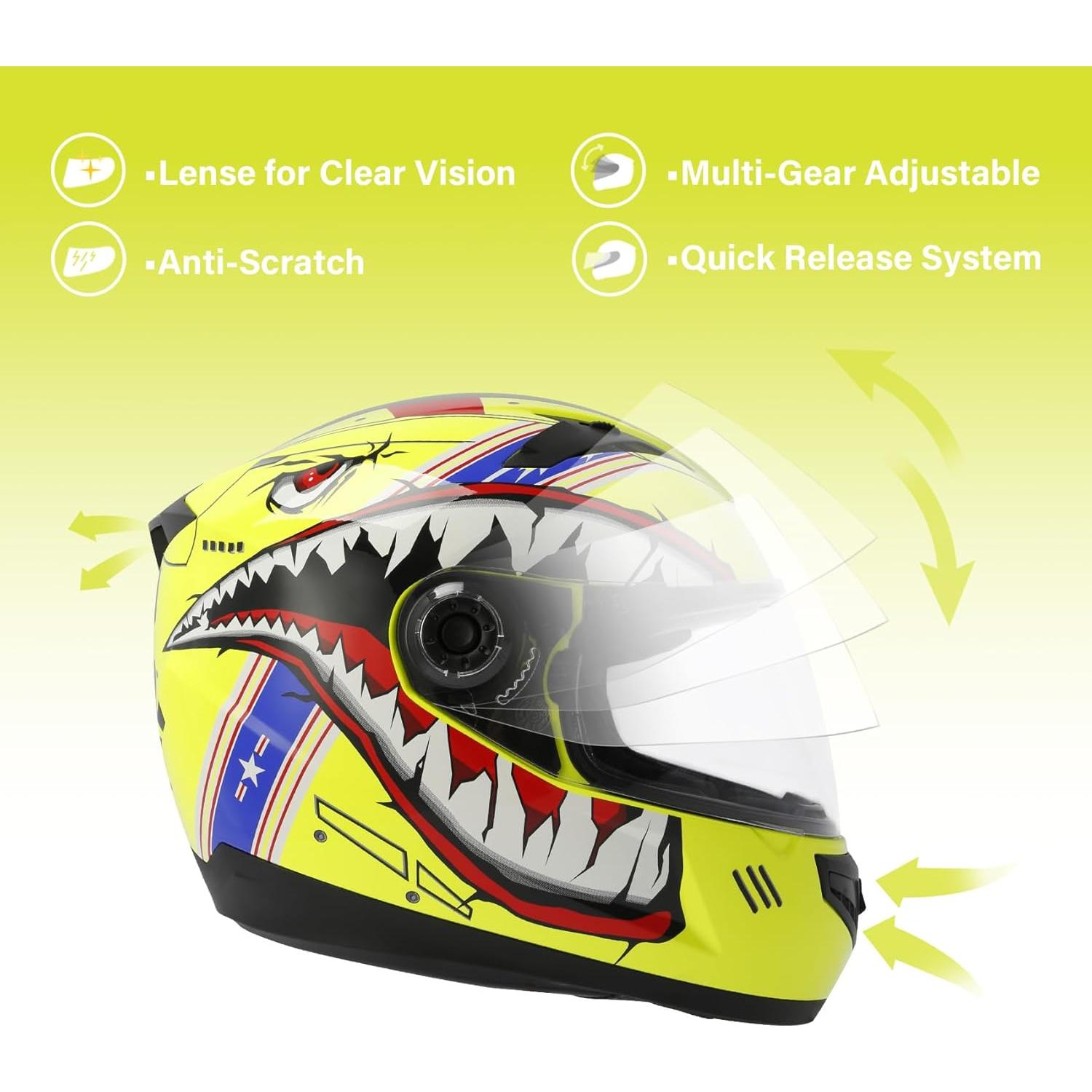 Casco TCT-MOTORPARTS X-Large Niños Motocross Amarillo