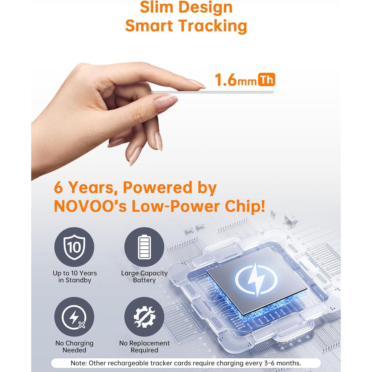 Rastreador Bluetooth NOVOO NFC1-207C para iOS, IP68, 6 Años