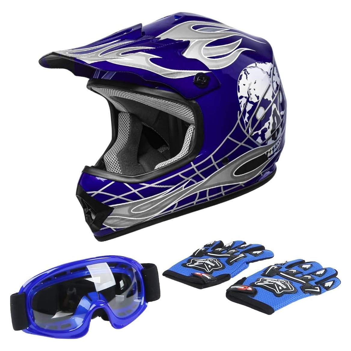 Casco Integral TCT-MOTORPARTS Niños Motocross Azul Grande