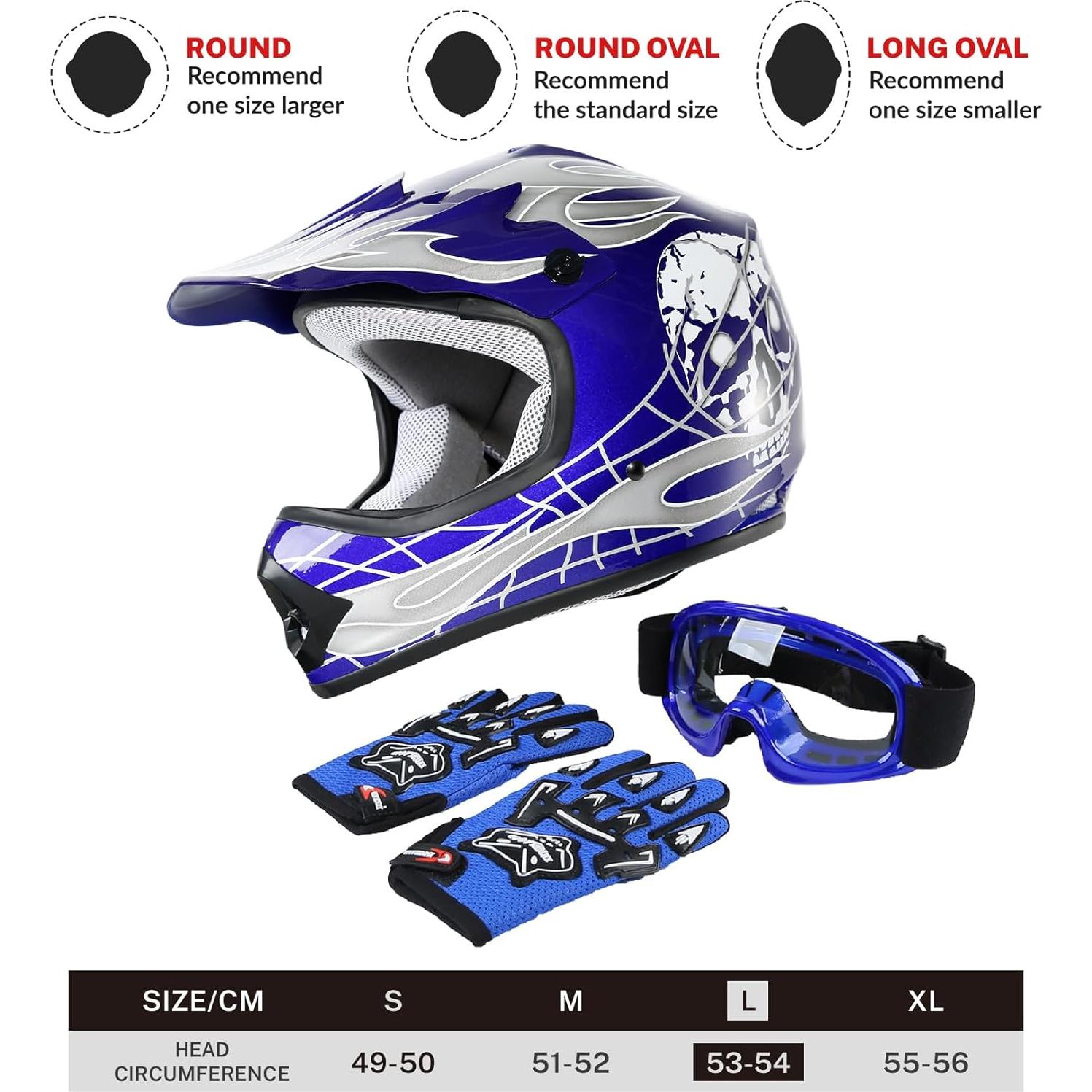 Casco Integral TCT-MOTORPARTS Niños Motocross Azul Grande
