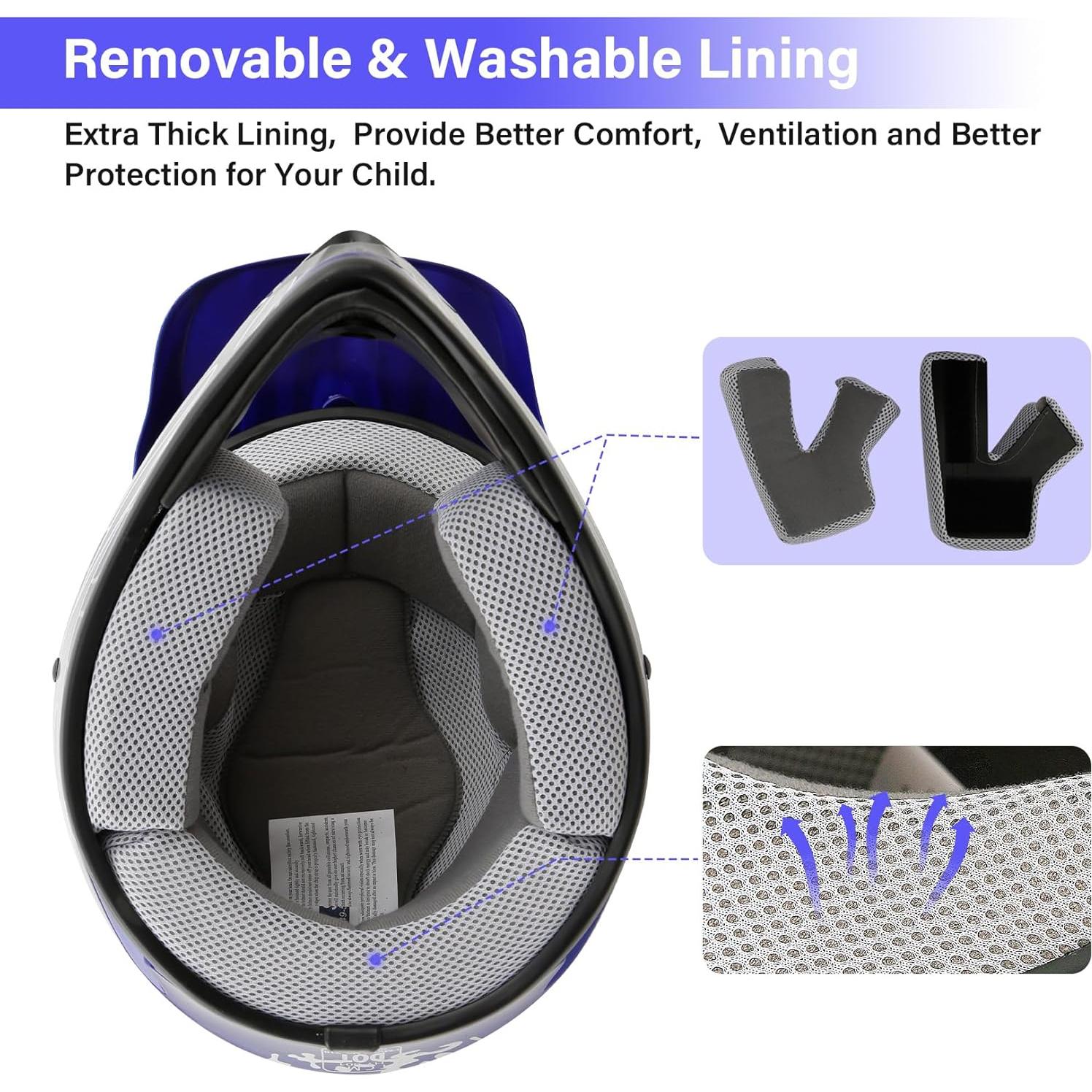 Casco Integral TCT-MOTORPARTS Niños Motocross Azul Grande