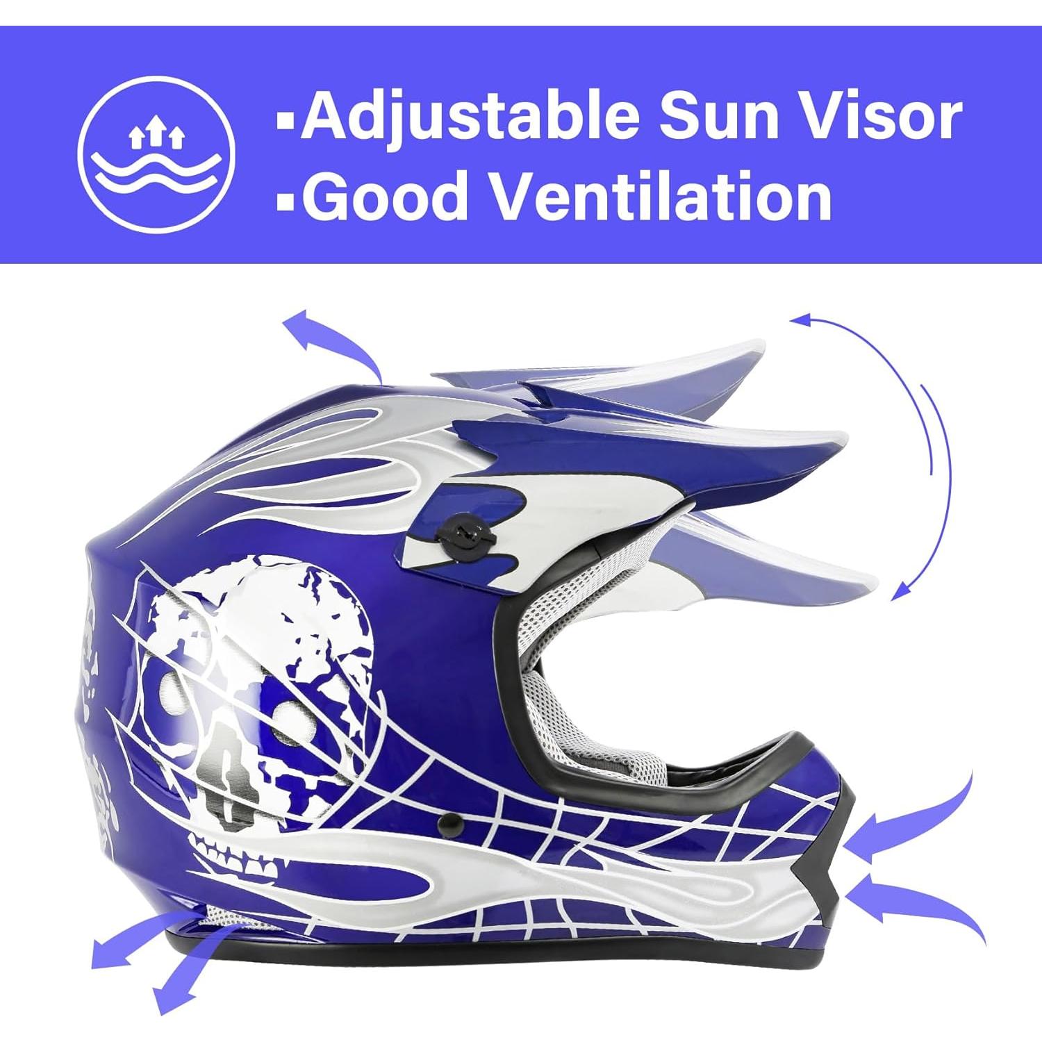 Casco Integral TCT-MOTORPARTS Niños Motocross Azul Grande